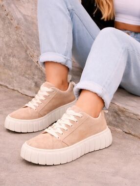 Nature Breeze Beige Chunky Platform Sneakers Womens Sz 8 Shoes, Streetwear, Y2k